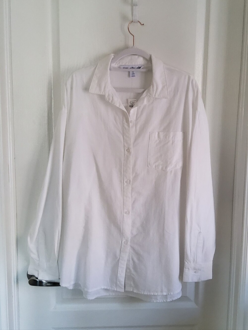 NWT Old Navy Oversized Button‑Down Boyfriend Shirt – White – Size L Tall